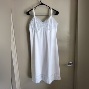 Vintage Vanity Fair White Nylon Lace Slip Dress